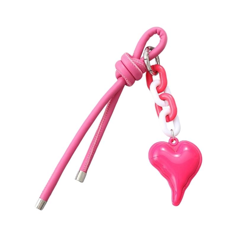 Cute Bag Charm Pendant Keyring Love Heart Braided Rope Keychain Bag Charm for Backpack Purse Handbag Decorations