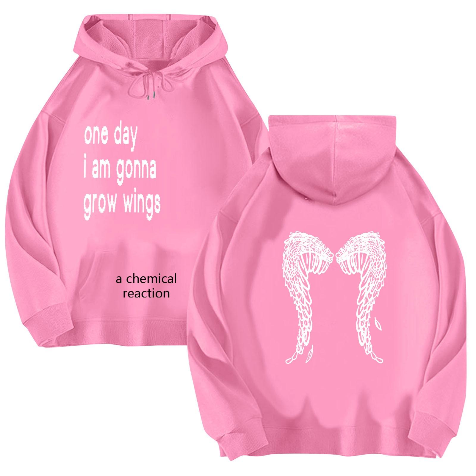 

Женская повседневная свободная толстовка с капюшоном и длинным рукавом с принтом и шнурком, топ L розовый