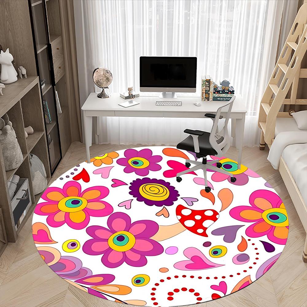 1pc Flower Mandala Carpet for Office Non-Slip, Round Carpet, Soft & Comfortable, Carpet for Office, Lightweight Round Floor Mat