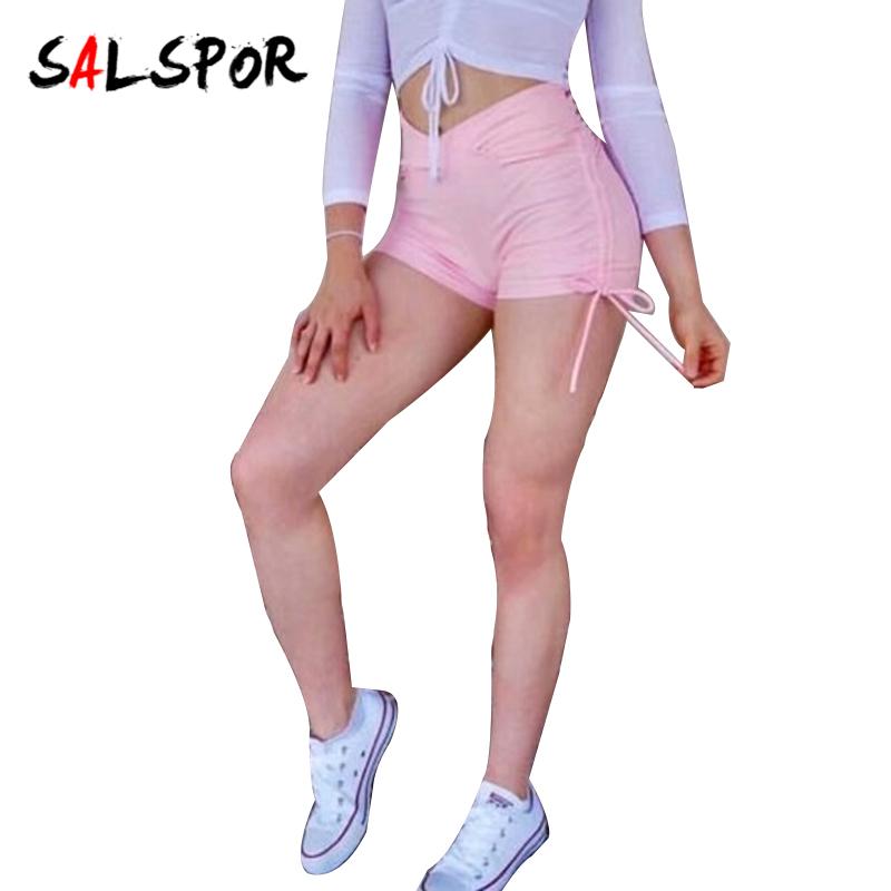 

Женщины Сплошной цвет Drawstring Высокая талия Hip-Lifting Leisure Фитнес Йога Леггинсы Шорты