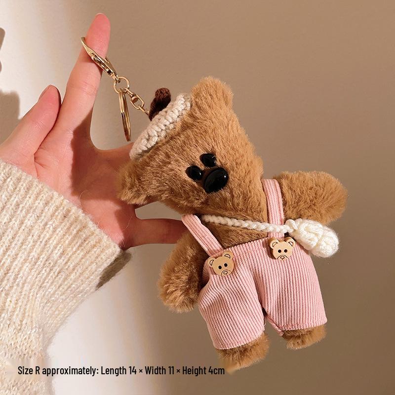 Charming Plush Pendant Keychain: Little Bear & KT Cat Duo