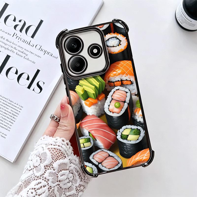 Delicious Sushi Bento Plating Phone Case For Xiaomi Redmi Note 14 15 Pro Plus 13 12 11 11S 11T 10 9S 9 5G Anti-Fall Airabag Cove