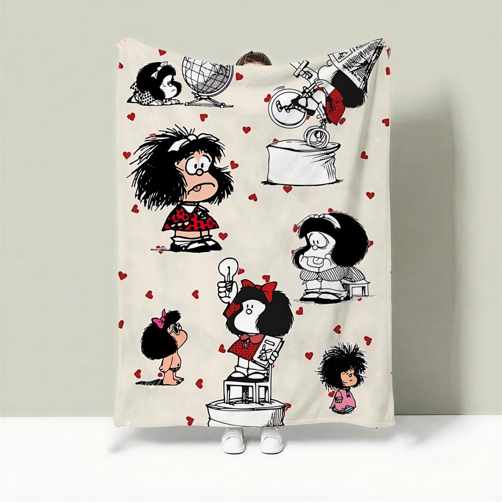 

Cartoon M-Mafalda Throw Lightweight 240g Flannel Blanket Soft Skin-friendly for Summer Cooling 75cmx90cm