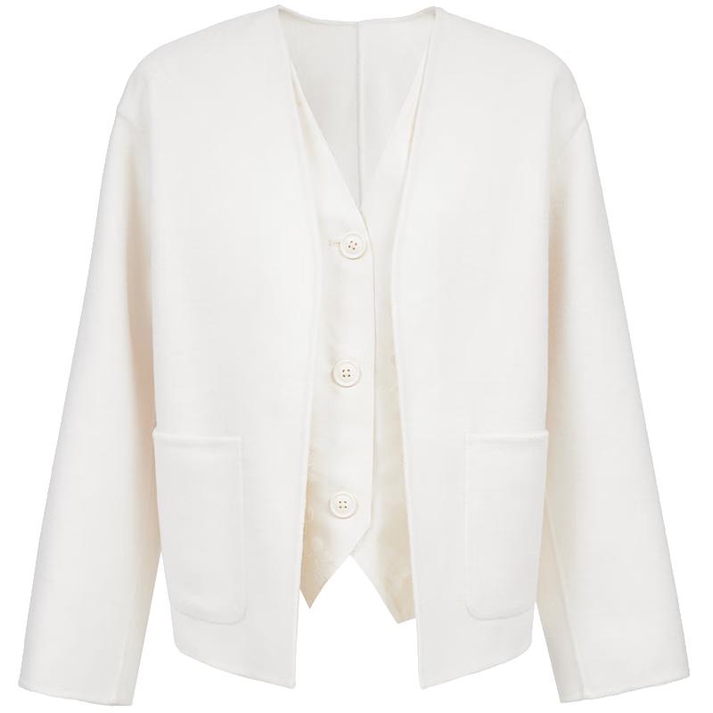 VEROMODA Women's Faux Two-Piece Drop-Shoulder Wool Blend Coat