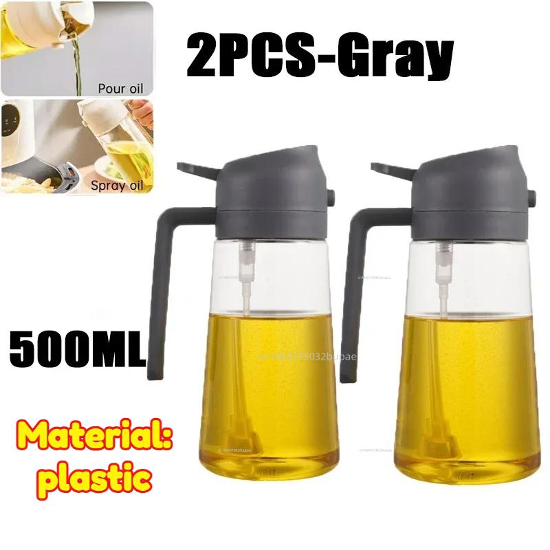 Oil Spray Pot 2-in-1 Plastic Household Kitchen Oil Bottle Nebulizing Mist Filling Cooking Oil Spray Pot Dual Use Camping