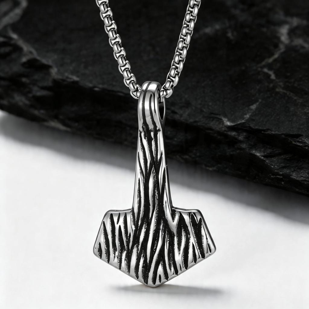 Retro Unique Hammer Necklace for Men,Stainless Steel Punk Pendant Necklace,Birthday Father's Day Gift for Him