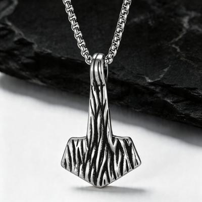 Retro Unique Hammer Necklace for Men,Stainless Steel Punk Pendant Necklace,Birthday Father's Day Gift for Him