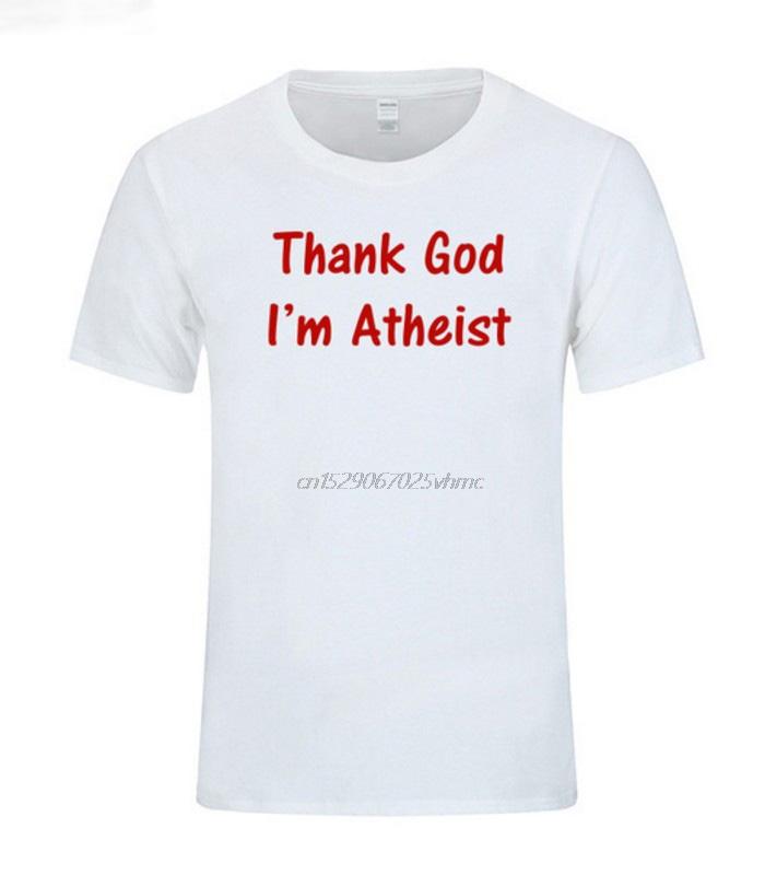 Gott sei Dank bin ich Atheist Lustig Bedrucktes Unisex T-Shirt Religion Wissenschaft Atheismus Geschenk Oberteile Unisex Lässiges Kurzarm-T-Shirt