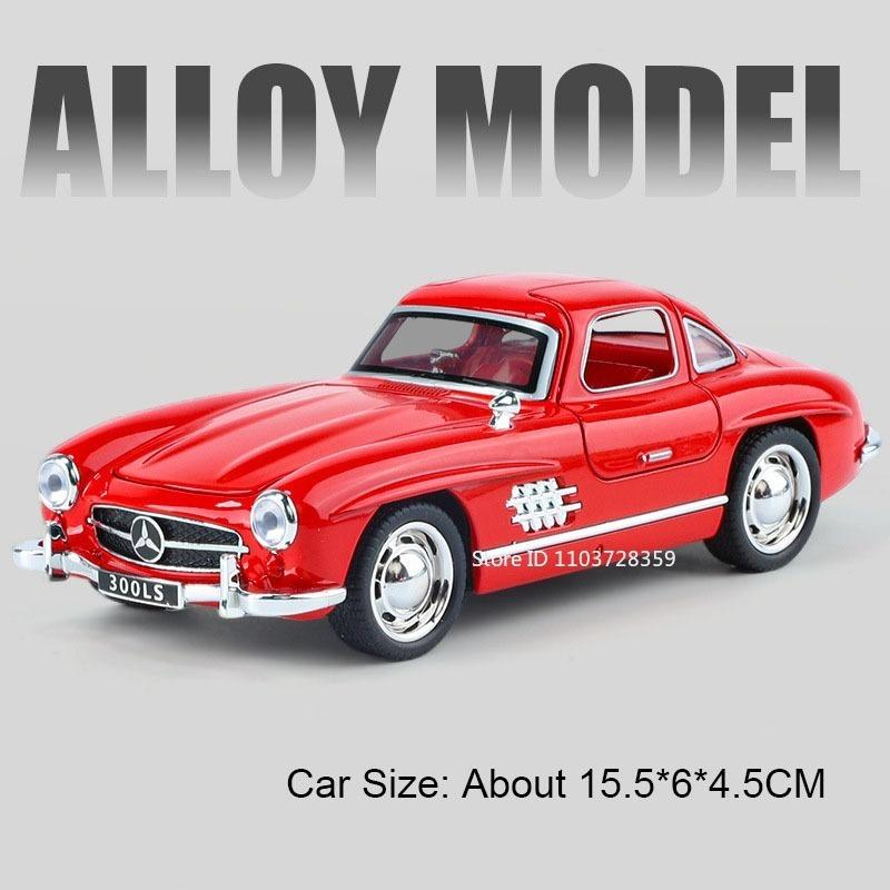 1:32 SLR 772S 300SL Sportwagen Modell Spielzeug Legierung Druckguss Miniatur Supercar Sound Licht Türen Geöffnet Rückzieher für Kinder Geschenke