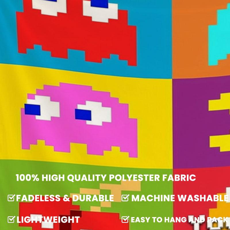 Pac-Man Custom Name Wall Tapestry Aesthetic Wall Hanging Printed Fabric Blanket Decorative Tapestries for Bedroom Living Room Home Decor
