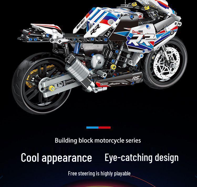 BMW Motorcycle Technic Building Blocks Toy - M000RR. Compatible with Lego, Educational Assembly Gift for Boys & Girls.