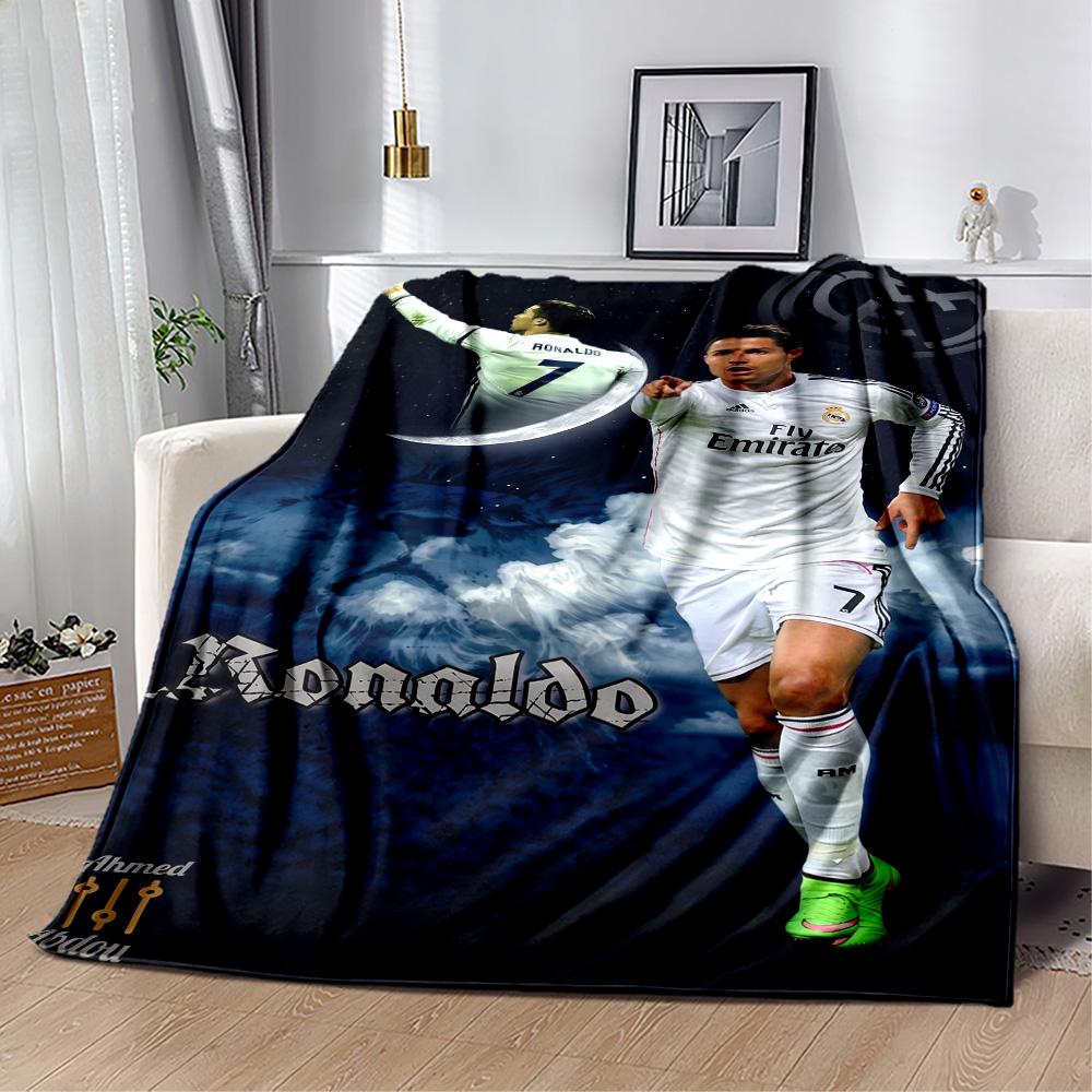 Ronaldo's Skillful Kick Blanket Ultra-Soft Perfect for Livingroom Office Sofa All-Season Use Playful Design Suitable for Gifting Relatives and Friends
