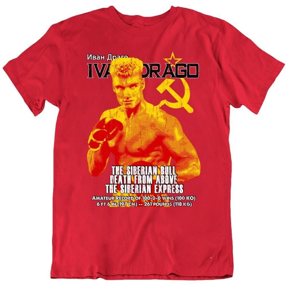 Vintage Boxing Movie Soviet Russian Boxer Ivan Drago TShirt 100 Cotton ONeck Short Sleeve Casual Mens Tshirt Size S3XL