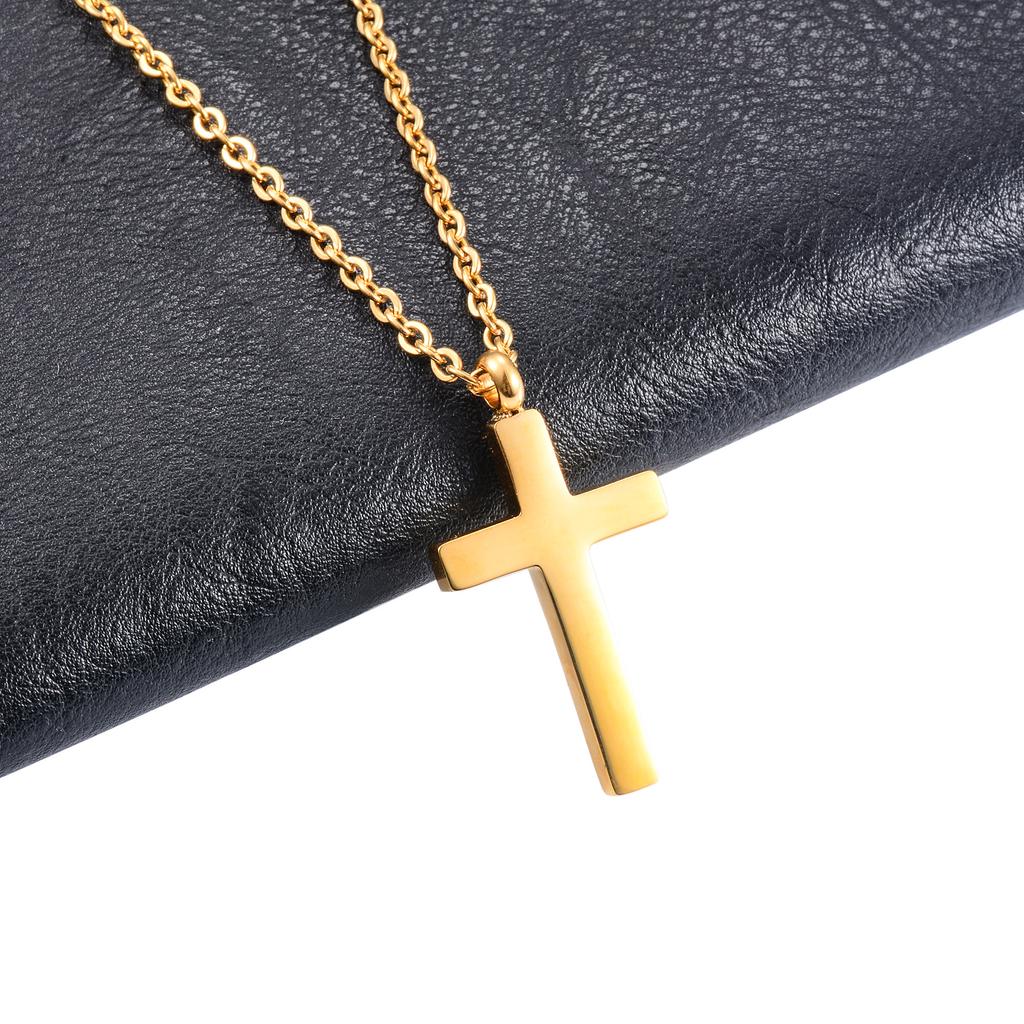 Christian Stainless Steel Cross Pendant Necklace for Women Men Charms for Chain Choker Minimalist Prayer Jewelry Accessories