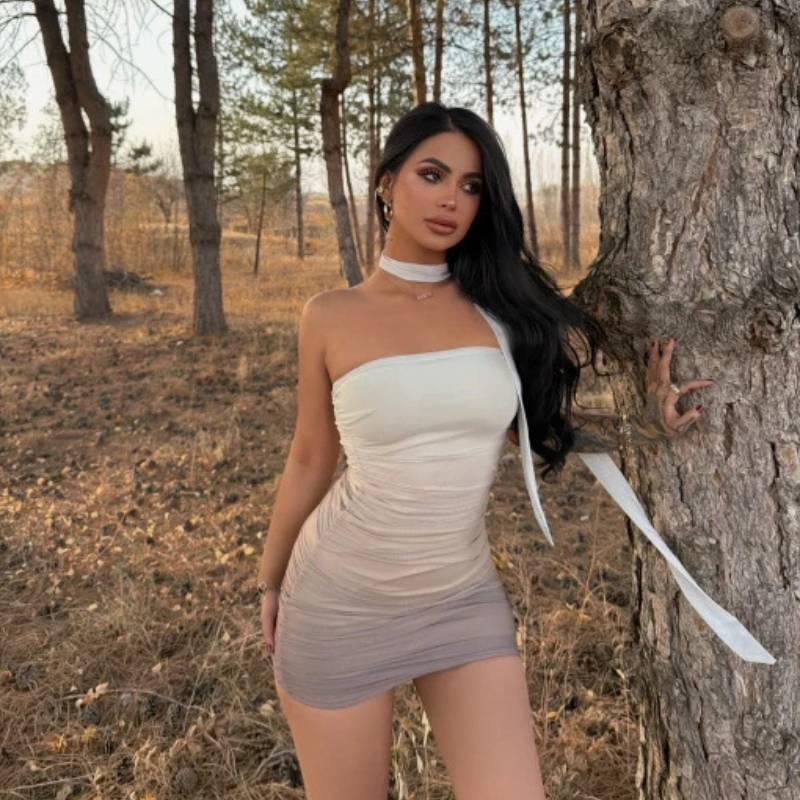 Sexy Womens Nightclub Dress With Gradient Pattern And Sleeveless Design For Summer