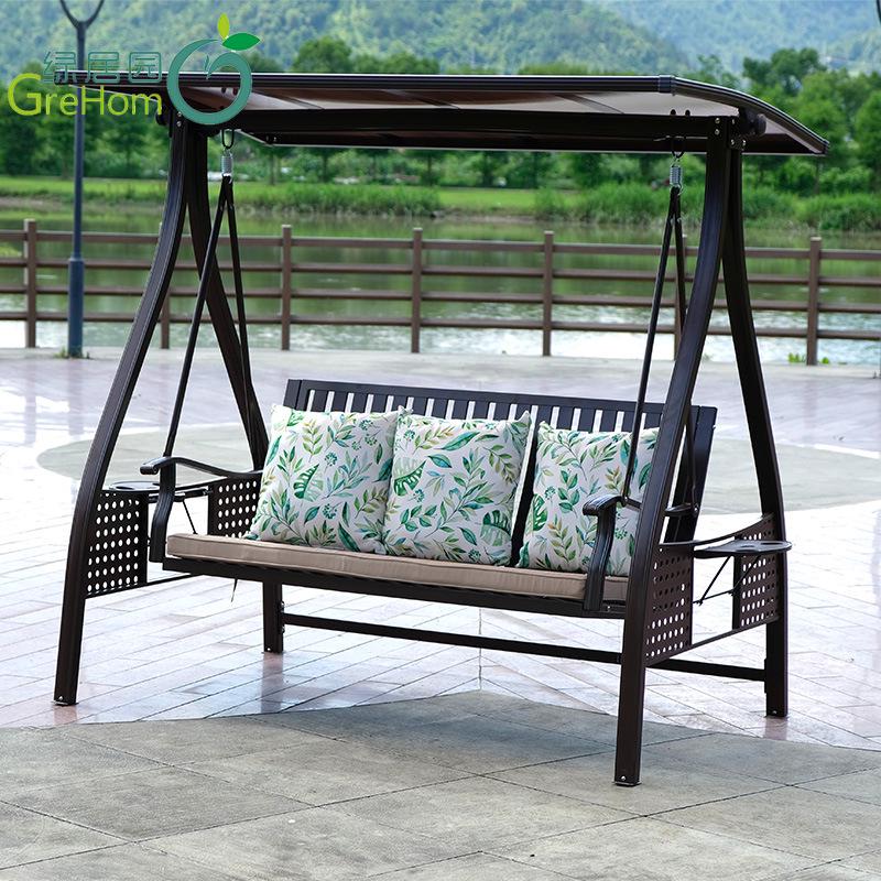 In-Stock Outdoor Hanging Swing Chair: Waterproof Wrought Iron Reclining Rocker for Balcony, Courtyard, or Garden