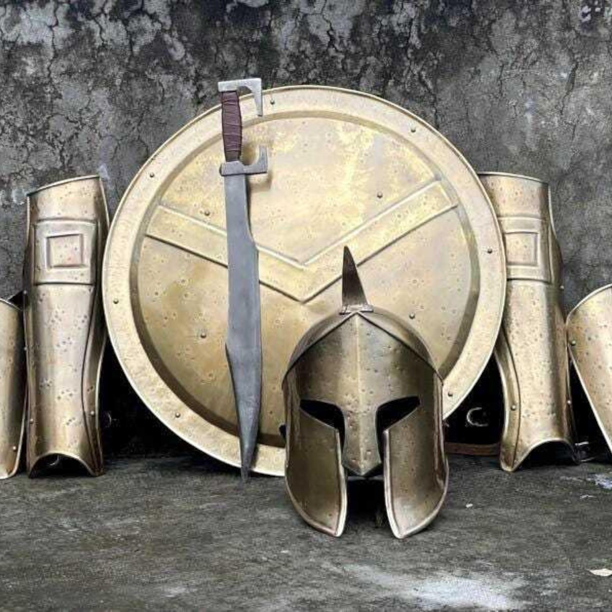 

Средневековый Хэллоуин 300 Спартанский Воин Костюм Шлем, Щит, Наручи, Нога Гуа