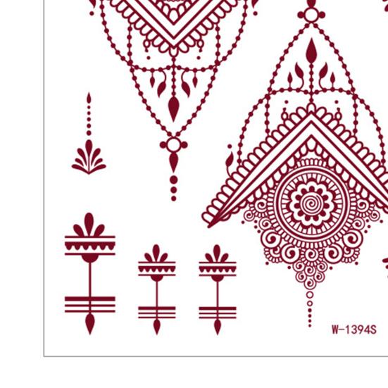 Nostalgie Red Henna Tattoo Kit, Waterproof Tattoos Stickers, Temporary Stickers for Women Wedding Party Festival Decorations