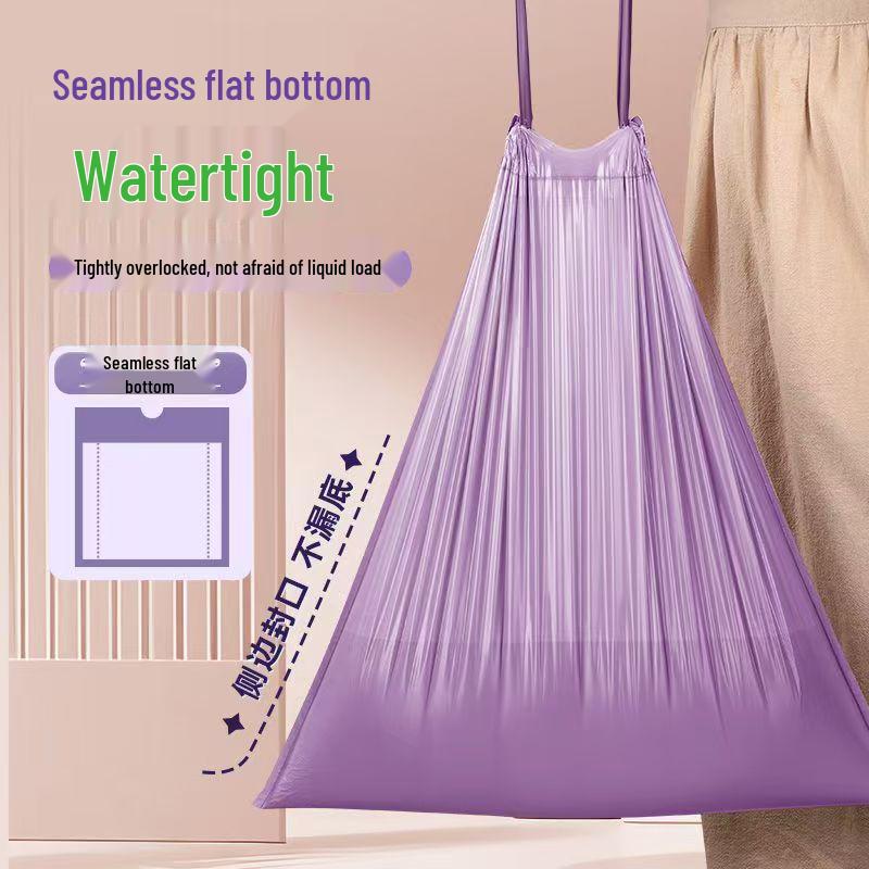 Purple Extra Thick Mosquito-Proof Drawstring Garbage Bags, Large Size for Kitchen Use