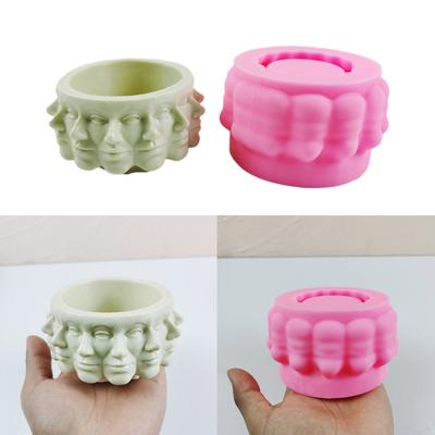 Stampo in silicone per vasi da fiori multi-faccia, stampo in resina epossidica, stampo per vasi da fiori succulenti, stampo per portapenne in cemento