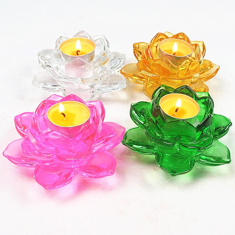 Colorful Crystal Glazed Candlestick Butter Lotus Lamp Holder High Temperature for Lamp Temple Household Candlestick