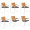 VidaXL Garden Chairs 6 Pcs with Cushions Solid Acacia Wood 3078513