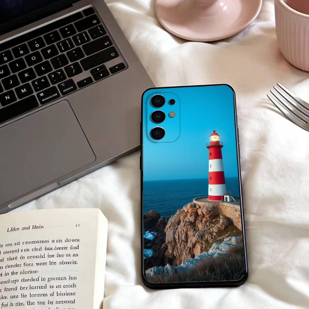 Lighthouse  Phone Case For Samsung S25,24,23,22,30,21,10,9,Ultra,Plus,Lite,FE,4,5 G Soft Black Case