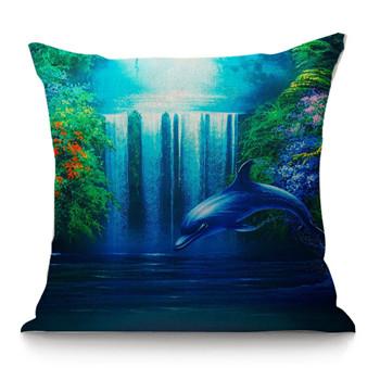 Cute Dolphin Print Pattern Cushion Cover Home Living Room Sofa Decoration Square Polyester Pillow 45X45Cm