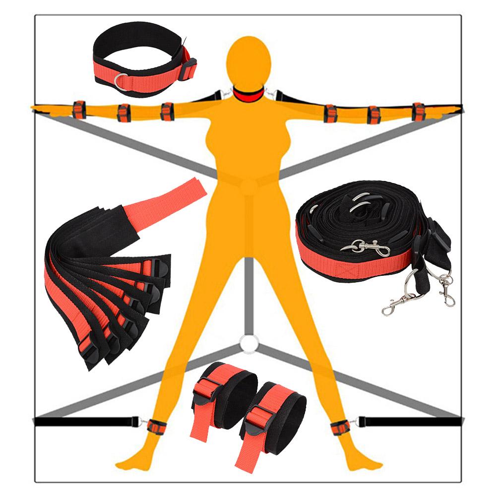 Set de curele pentru pat Bonadge Cătușe Manșete pentru glezne Reținere BDSM Gât sclav Fetiș Jucării sexuale erotice pentru femei Bărbați Cuplu Jocuri pentru adulți