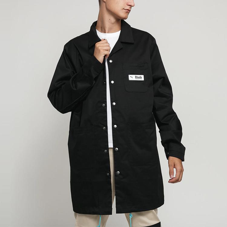 Puma Collaborative Logo Woven Mid-Length Trench Coat Men Outerwear Black 595344-01