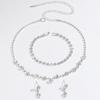 Delicate Claw Chain Necklace Earrings Bracelet Set Three-Piece Full Diamond Clavicle Chain Dinner Dress Accessories