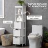 Narrow Floor Cabinet, Bathroom Cabinet with 3 Drawers and 2 Open Shelves, 30W x 30D x 141.6Hcm, White