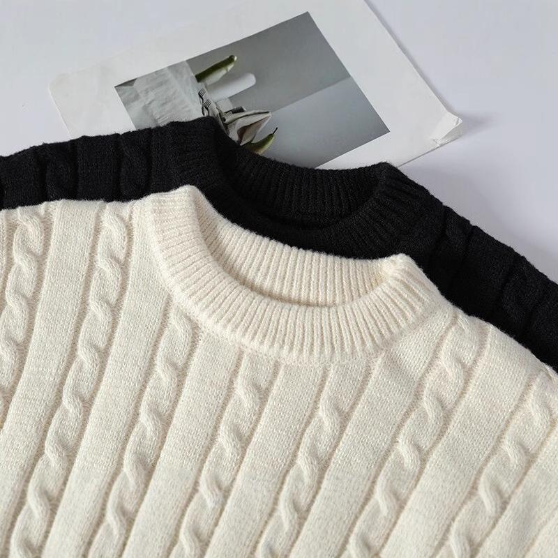 Fashion Men's Autumn and Winter Sweater Twist Crew Neck Men's Casual Knitted Sweater