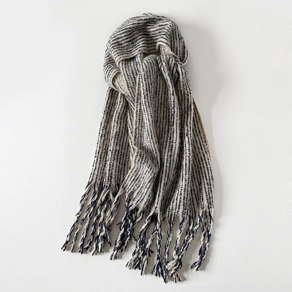 High-End Soft Loose Beard Knitted Scarf For Women In Winter With Wool Korean Style Solid Color Atmosphere Warm Scarf Shawl