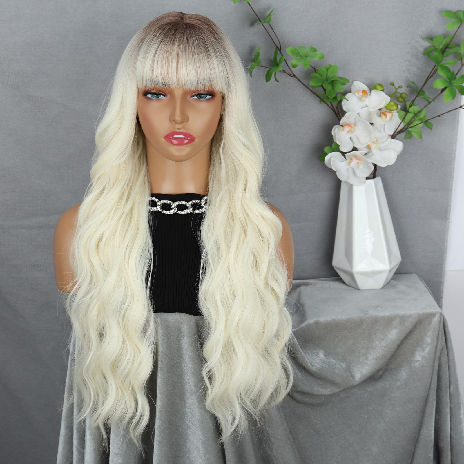 

MERISIHAIR синтетические длинные волнистые парики с наращиванием челки натуральный светлый блондин парик из высокотемпературного волокна для женщин косплей 65cm