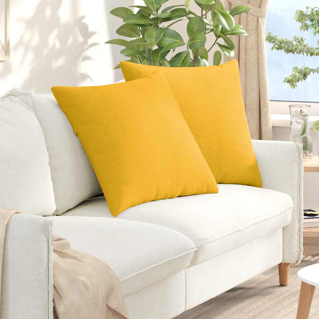 Sofa Cushions 2 Pieces Light Yellow 60 x 60 cm Cord Fabric