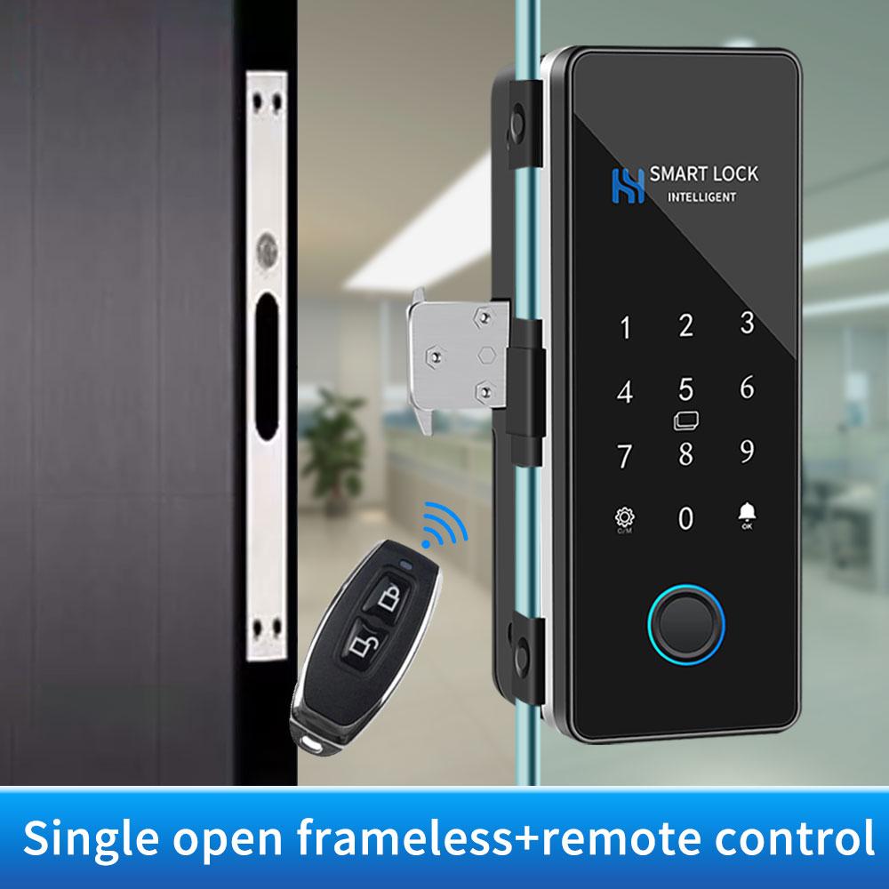 Fingerprint Glass Door Lock Bluetooth Sliding Glass Door Smart Lock Electronic Rfid Card Lock Hahalock APP Control