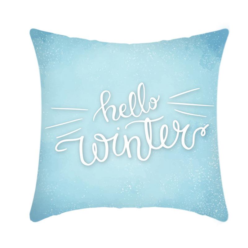 Christmas Blue Ice Snow Deer Digital Printing Short Plush Pillow Covers For Car Sofa Office Cushion Cover Home Goods 60X60Cm