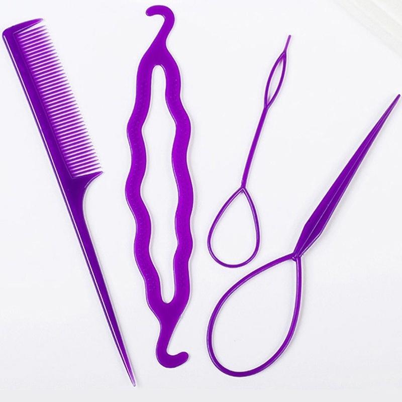 4 pçs/conjunto Coreano Rápido Mágico Torcido Coque Clipe Estilo Ferramentas de Trança Acessórios de Cabelo Mulheres Hea