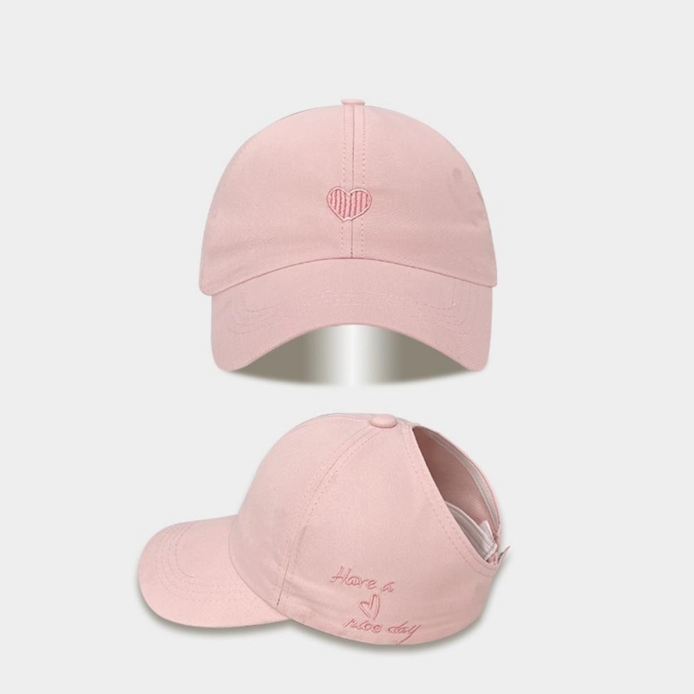

Embroidered Baseball Cap Embroidered Sun Hat For Women Hollow Top Baseball Cap Fashionable Love Heart Design Cap For Summer Wear розовый