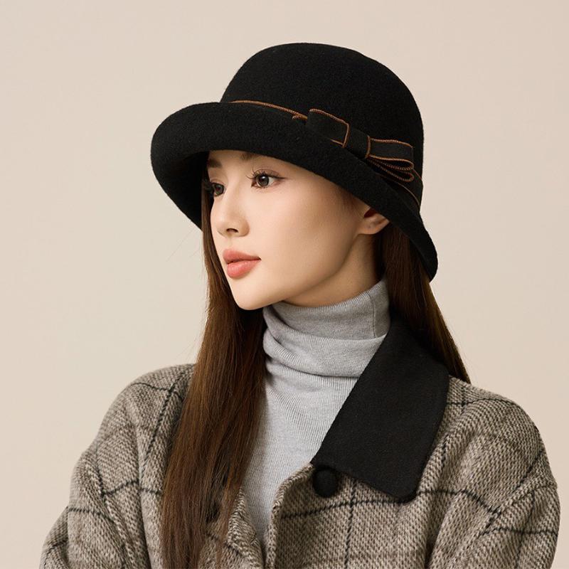 Herbst Winter Gürtel Wolle Fischerhut Damen Woll Becken Hut