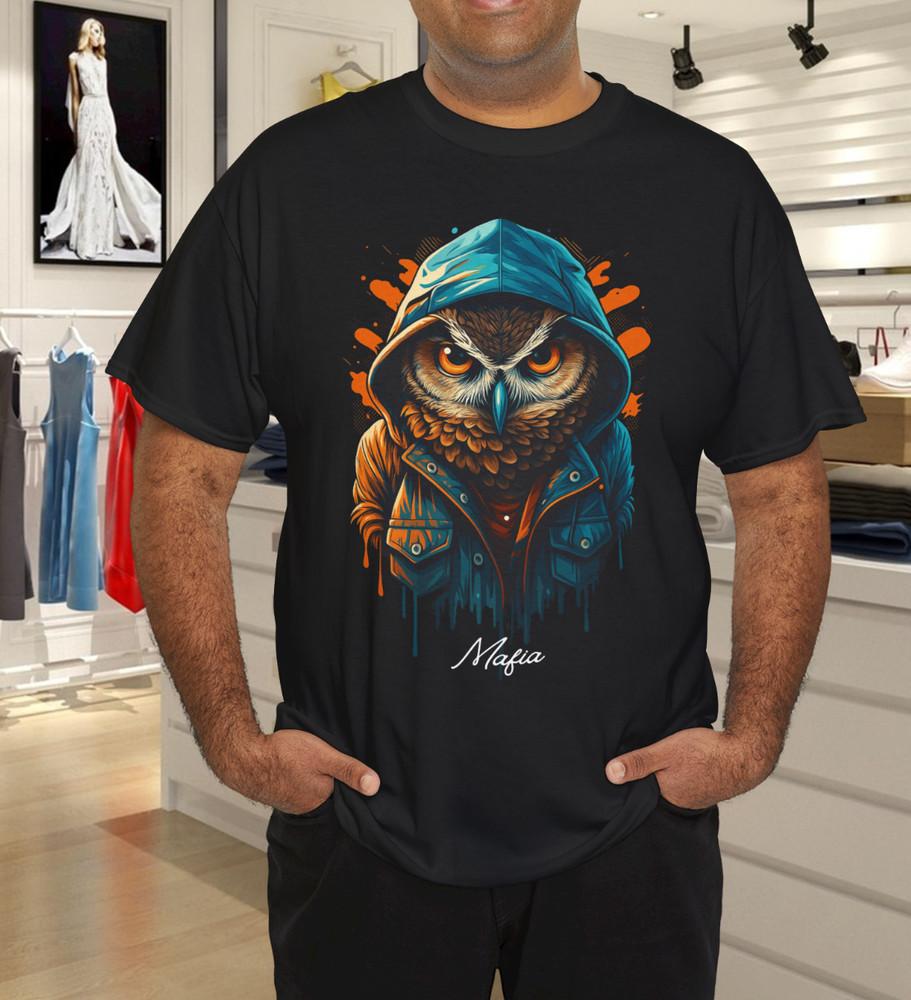 

Owl in Hoodie Street Art Graphic T-Shirt 2XL