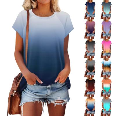 Damen Kurzarm T-Shirts Rundhals Niedliche Tunika Tops Basic Tees Blusen Loose Fit Pullover