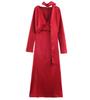 European American Women's Silk Satin Scarf Dress - Fashionable and Slim-Fitting with Chic Temperament