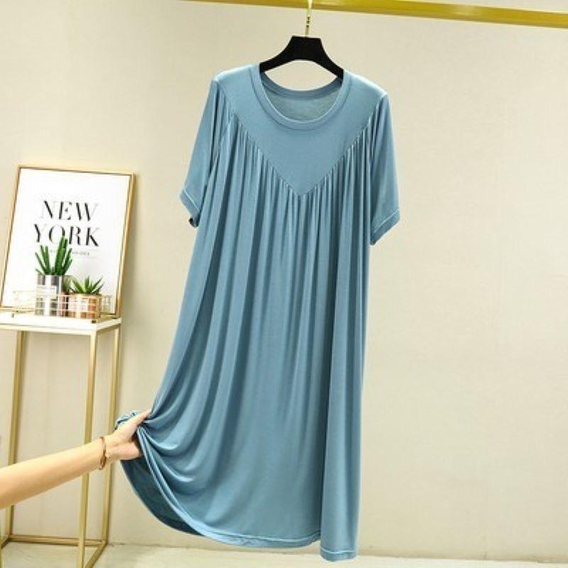 Women Dress Pullover Lady Night Robe Short Sleeves Stylish Sleepwear Women Night Dress