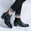 Classic Brown Men Dress Boots Pointed Zippers High Heel Boots For Men Leather Luxury Men High Top Formal Shoes Botas Para Hombre