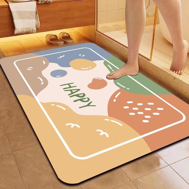 Diatom mud quick drying soft floor mat, bathroom entrance water absorbing and anti slip foot mat