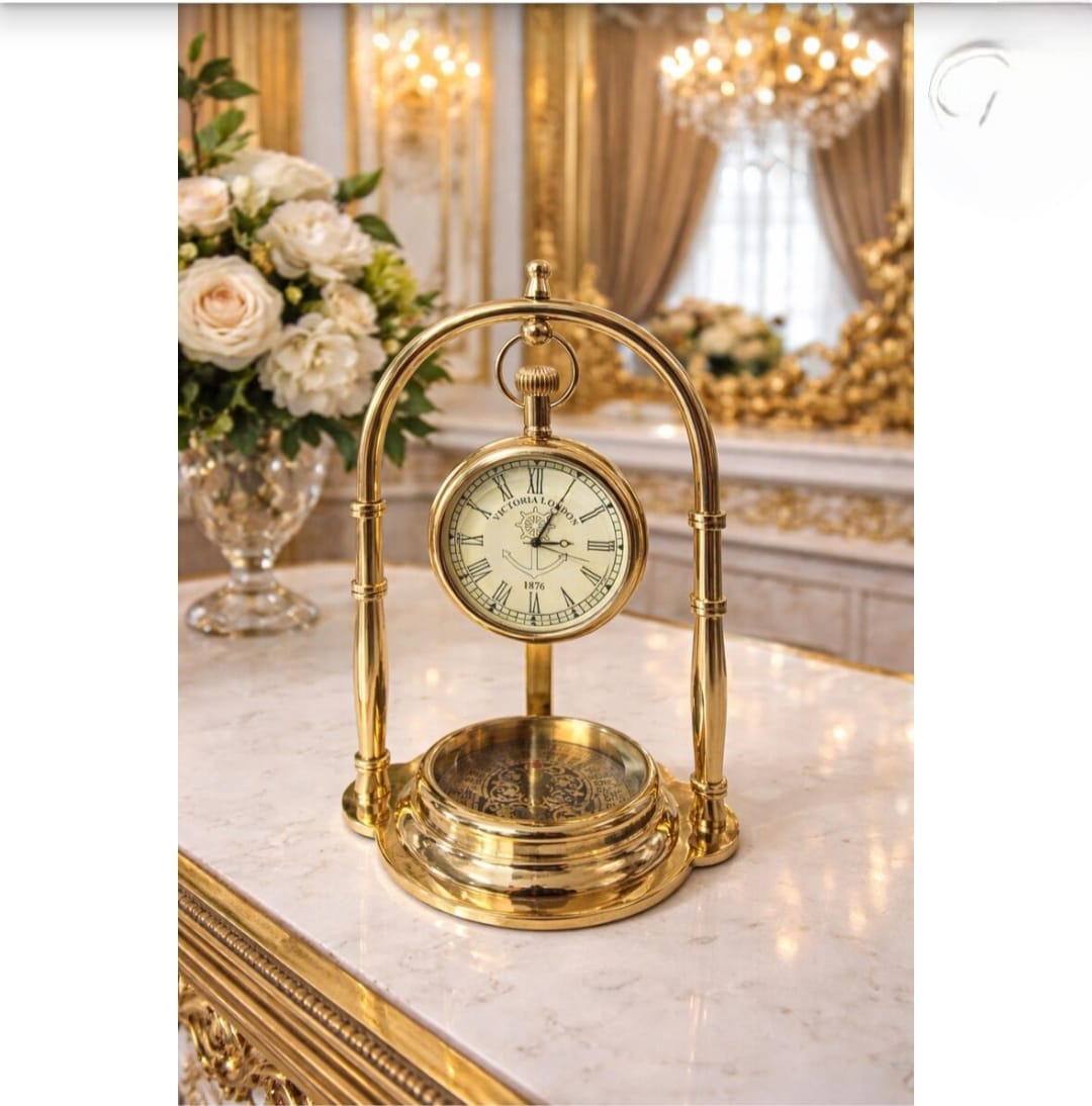 

Винтажные Латунные Настольные Часы с Компасной Розой Victoria London 1876 Морские Настольные Часы Роскошный Морской Декор для Дома Подарок на День Рождения, Выход на Пенсию золотистый
