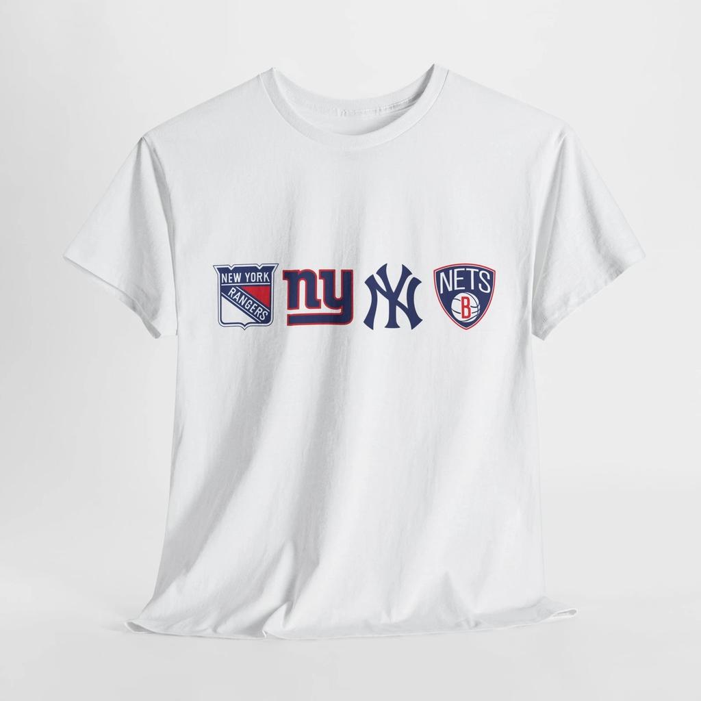 New York Sports Teams Shirt | Yankees, Giants, Nets, Rangers Quad-Logo Tee