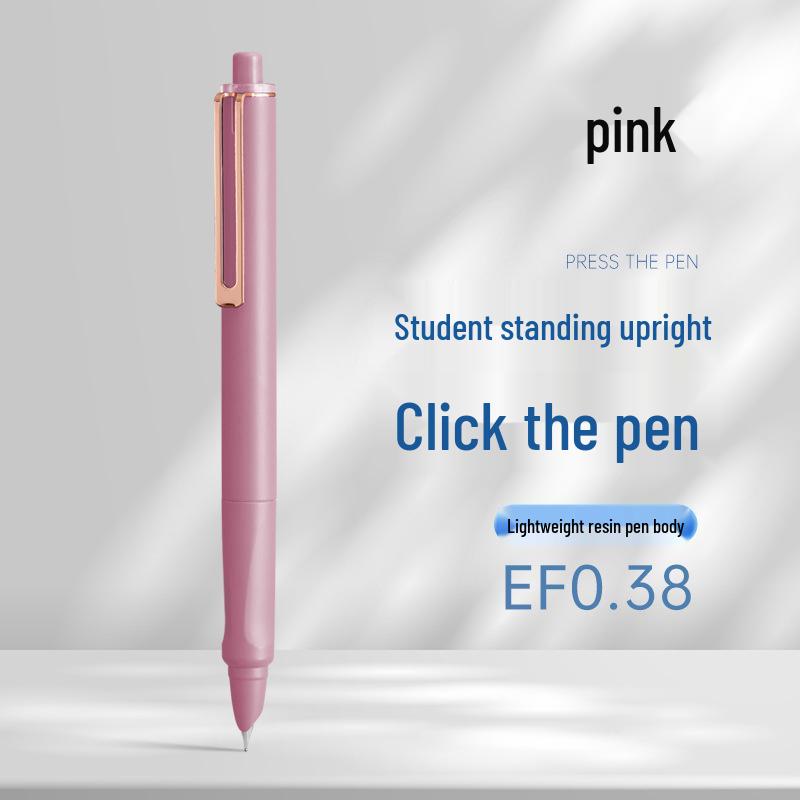 Refillable Ergonomic Fountain Pen for Students - Transparent Colored Plastic Design